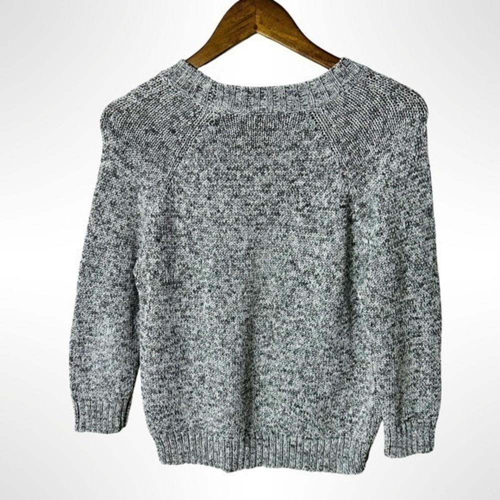 Theory Meridian Gray Marled Knit Sweater Women's Size M 3/4 Sleeve - Picture 7 of 9